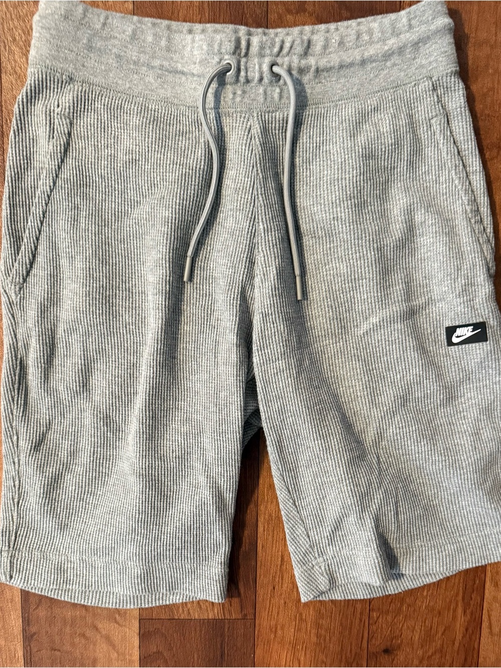 Nike Mens Gray Ribbed Drawstring Shorts